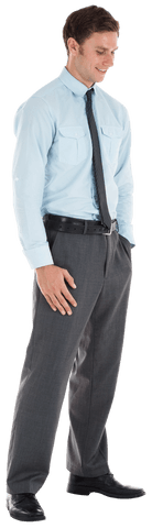 Young Businessman in Formal Wear on Transparent Background Smiling
