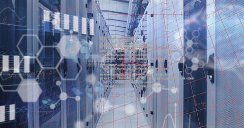 Mathematical Equations Overlay in Modern Server Room - Download Free Stock Images Pikwizard.com