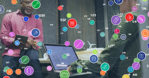 Diverse Professionals Discussing Digital Networking Concepts