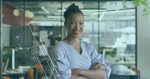 Confident Businesswoman in Modern Tech-Infused Office