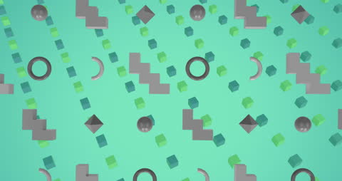 Abstract Geometric 3D Structures on Green Background