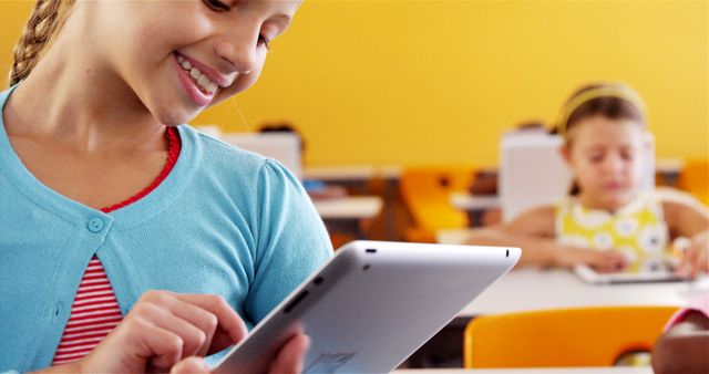 Elementary School Students Using Tablets in Classroom - Download Free Stock Images Pikwizard.com