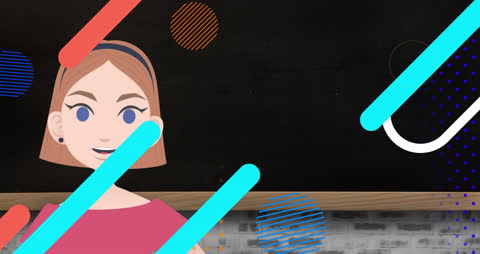 Animated Teacher Character with Geometric Shapes
