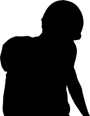 Transparent silhouette american football player stance