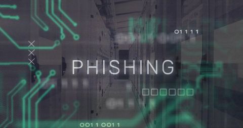 Digital Cybersecurity Alert with Phishing Warning in Data Center