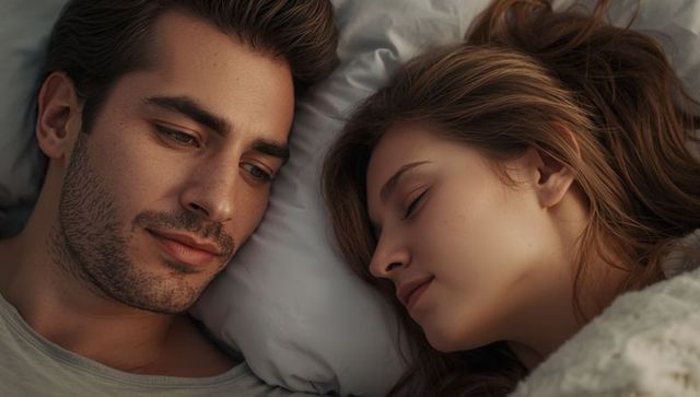 Couple Relaxing in Cozy Bedroom Intimate Setting