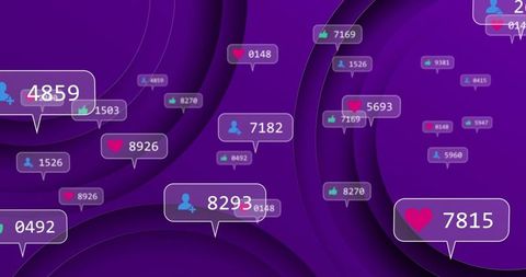 Futuristic social media notifications matrix in digital art