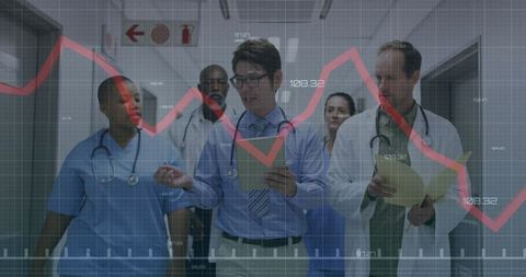 Frontline Medical Team Analyzing Healthcare Trends and Data