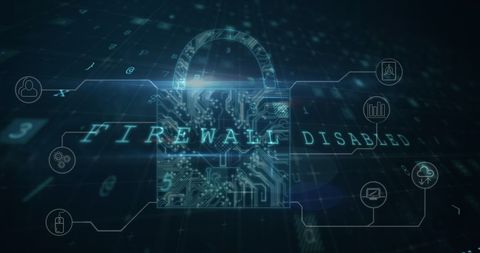 Digital Lock Concept with Firewall Disabled Notation - Download Free Stock Images Pikwizard.com