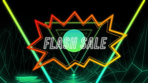 Dynamic Flash Sale Marketing Graphic with Neon Triangles