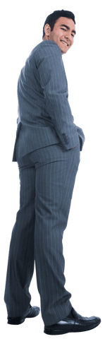 Smiling Biracial Businessman in Suit Looking Responsive