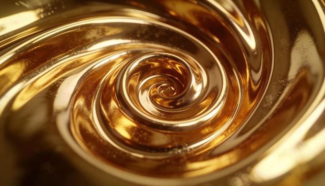 Swirling liquid gold spiral macro background shimmering honey glossy luxury abstract