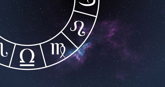 Zodiac Wheel Spinning Against Cosmic Starry Nebula Background - Download Free Stock Images Pikwizard.com