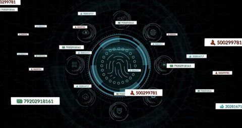 Cybersecurity interface with digital fingerprint and data notifications
