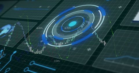 Futuristic HUD Radar Screens and Financial Graphs Analysis - Download Free Stock Images Pikwizard.com