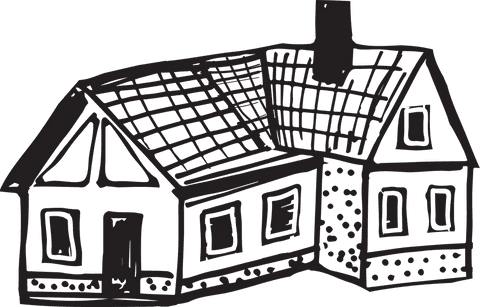 Charming hand-drawn transparent house illustration