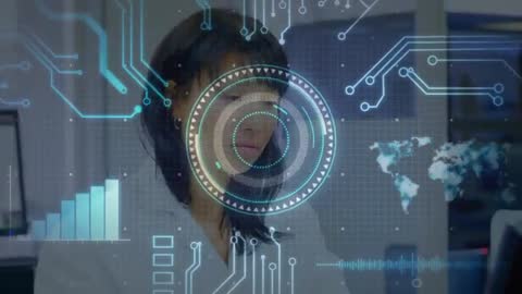 Researcher Analyzing Sample with Futuristic Digital Interface