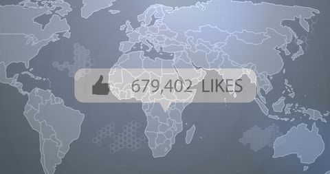 Social Media Likes Notification Over World Map Illustration - Download Free Stock Images Pikwizard.com