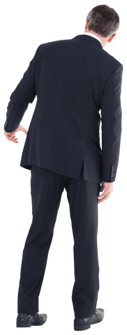 Rear View of Businessman in Suit Isolated On Transparent Background