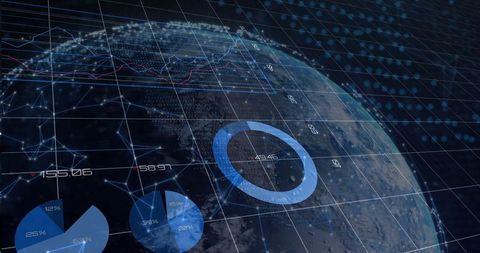 3D Earth Globe with Data Visualization and Analytics Interface