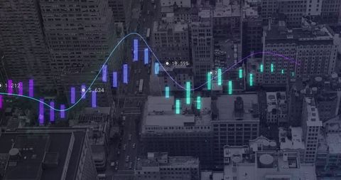 Digital Data Visualization Over Urban Financial District - Download Free Stock Images Pikwizard.com