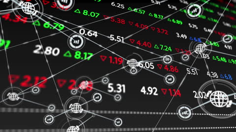 Digital Icons and Stock Market Data Network Overlay