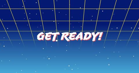 Retro Futuristic Grid with Bold Get Ready Text over Starry Backdrop - Download Free Stock Images Pikwizard.com