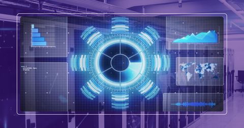 Futuristic Data Visualization Interface in Server Room - Download Free Stock Images Pikwizard.com