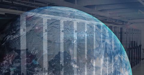 Global Connectivity: Earth and Technology in Futuristic Data Center - Download Free Stock Images Pikwizard.com