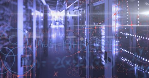 Mathematical Equations Overlaid on Data Center Servers - Download Free Stock Images Pikwizard.com