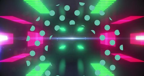 Neon Lights and Green Dots in Digital Space