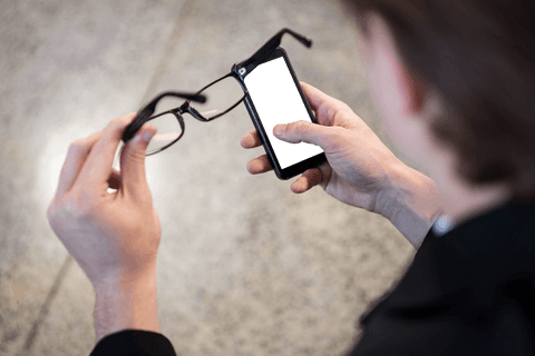Transparent background smartphone and eyeglasses interaction