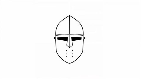 Stylized medieval great helm illustration on white background