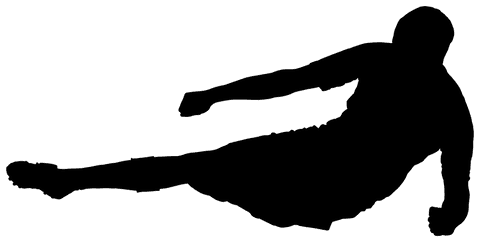 Silhouette of a footballer on transparent background