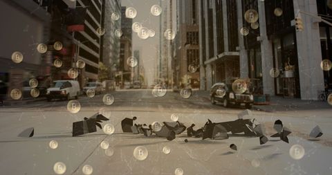 Floating Cryptocurrency Bitcoin in Urban Finance Landscape - Download Free Stock Images Pikwizard.com