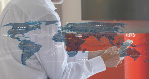 Businessman Analyzing Global Financial Data on Smartphone