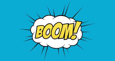 Retro Comic Style Boom Explosion Icon on Blue Background - Download Free Stock Images Pikwizard.com