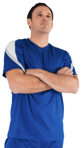 Confident Football Player Looking Up Stands Alone Transparent Background