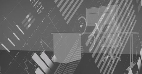 Futuristic Office Environment with Data Analytics Overlay - Download Free Stock Images Pikwizard.com