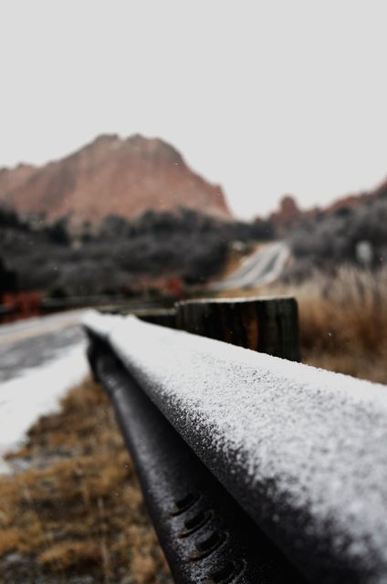 Snow Covered Guardrail Near Rural Mountain Road - Download Free Stock Images Pikwizard.com