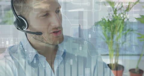 Business Professional with Data Analytics Overlays