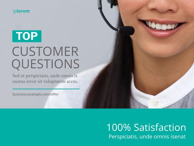 Smiling Customer Service Representative with Headset Assuring Quality Support - Download Free Stock Templates Pikwizard.com