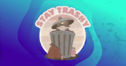 Cool raccoon wearing sunglasses in trash bin offering humorous tone