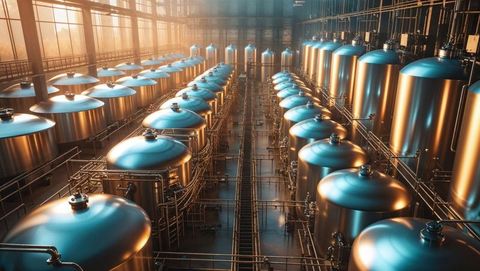 Industrial stainless steel tanks and piping for corn syrup processing