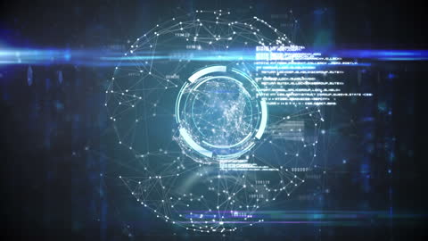 Digital Scope Scanning Data Globe with Network Connections