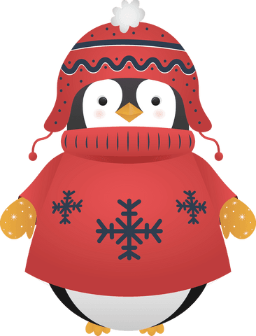 Cute Penguin in Winter Attire on Transparent Background