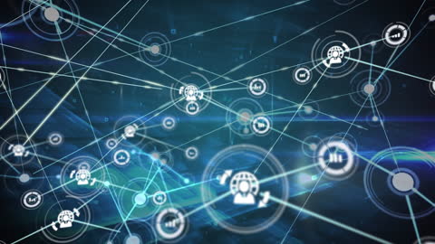 Digital Network Data Visualization with Technology Icons