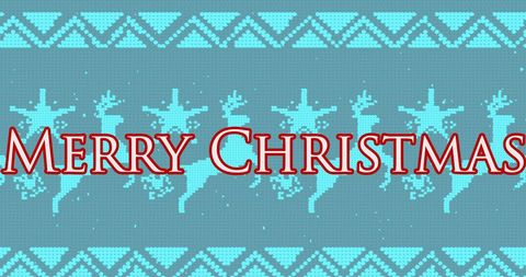 Retro Blue Merry Christmas Card with Reindeer Pattern - Download Free Stock Images Pikwizard.com