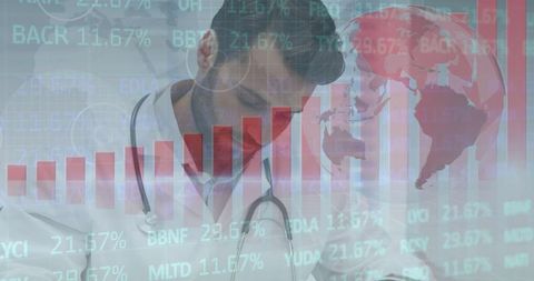 Digital Health Data Concept with Doctor and Global Statistics