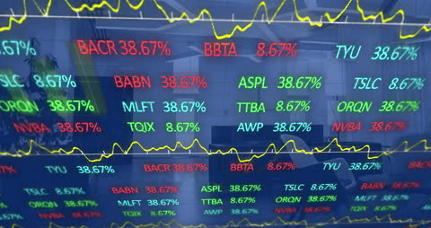 Dynamic Financial Market Data Display with Glowing Trendlines